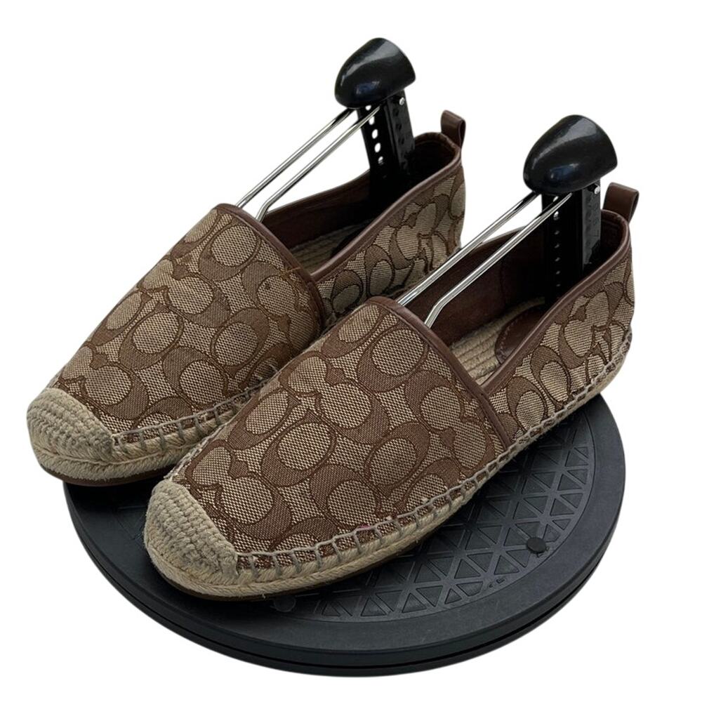 Womens Coach Codi CG629 Jacquard Casual Slip-On Espadrille Shoes SZ 8 Brown